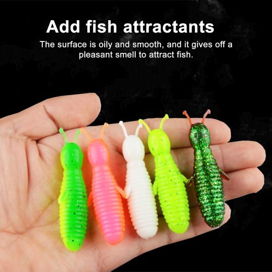 5 Stück 6CM/7G Weichwurm-Köder Langsam sinkend Gesalzen Glitzer Bionischer Köder Bunter PVC Kunstköder Salzwasser Süßwasser Schlangenkopf Angelzubehör