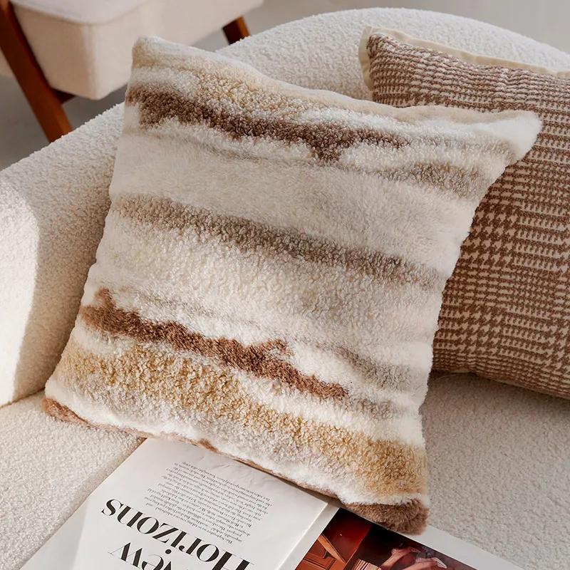 

30x50/45x45CM Light Luxury Throw Pillow Cover Brown French Stamping Waist Cushion Cover Decor Home Decorative Pillowcase