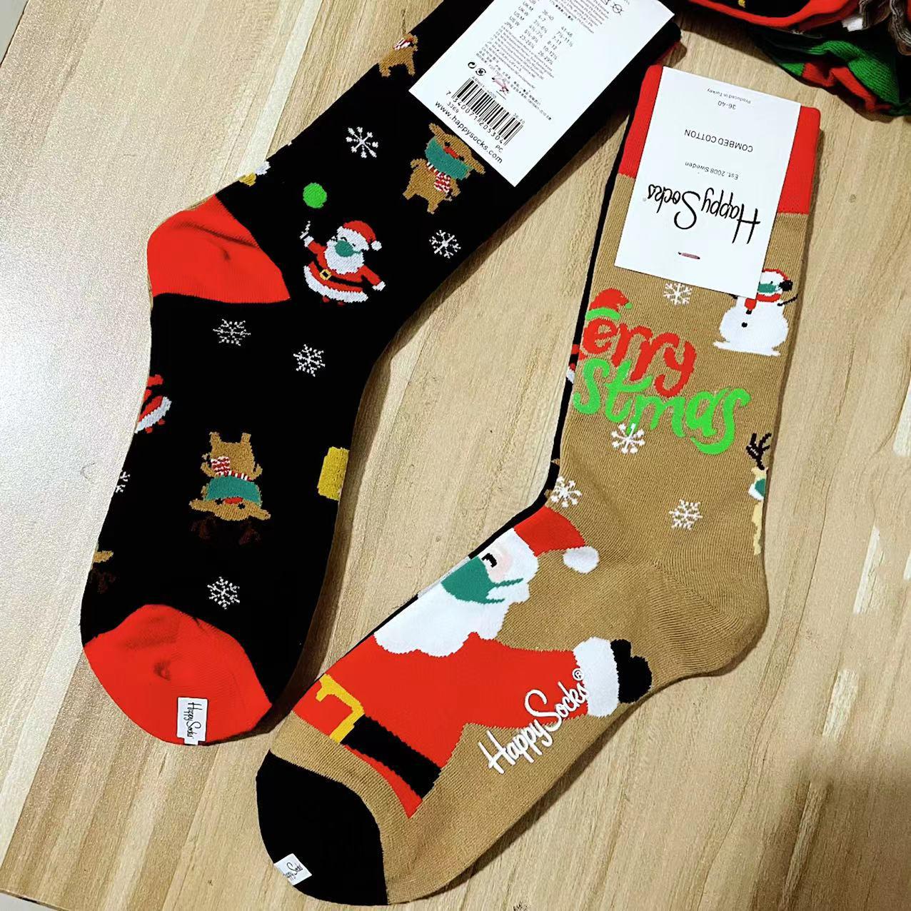 Женские модные цветные носки HappySocks средней длины - Весенние, Осенние и Рождественские стили Size 36-40