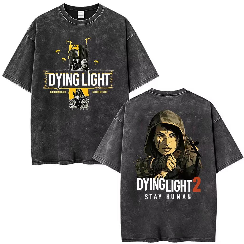 Summer New Game Dying Light Vintage Graphic Print T Shirt Men Women Streetwear Oversized T-shirt Harajuku Hip Hop Punk T-shirt