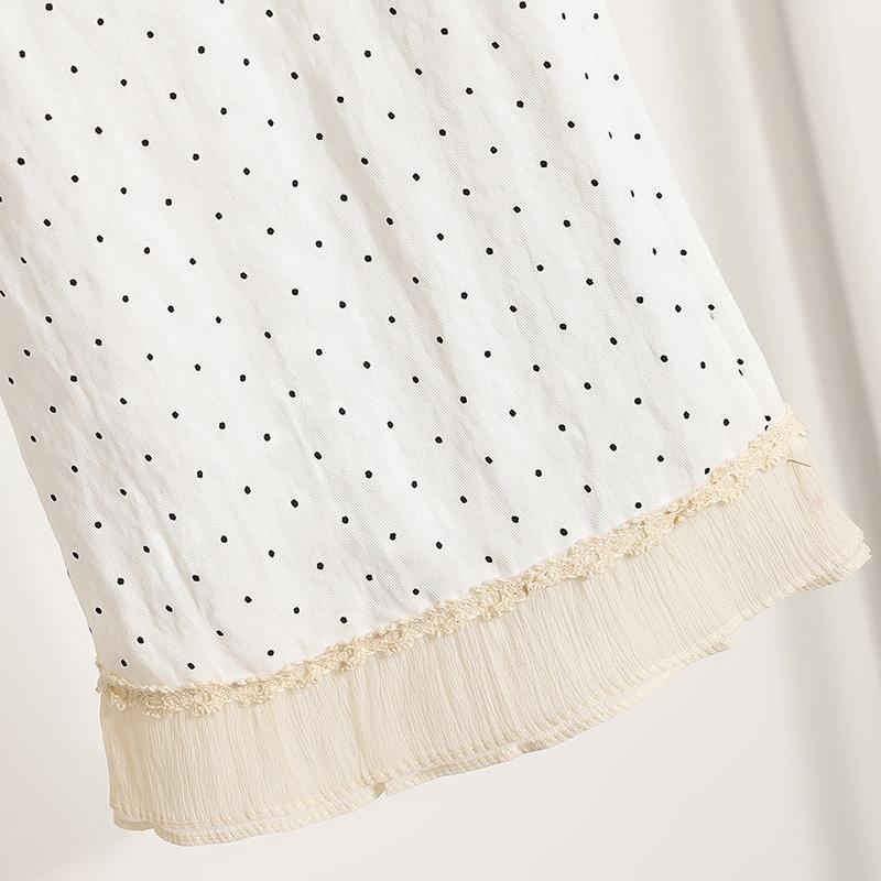 DIMANAF 2025 Plus Size Long Pants Women Summer High Waist Dot Pants Elastic Casual Loose Harem Pants New