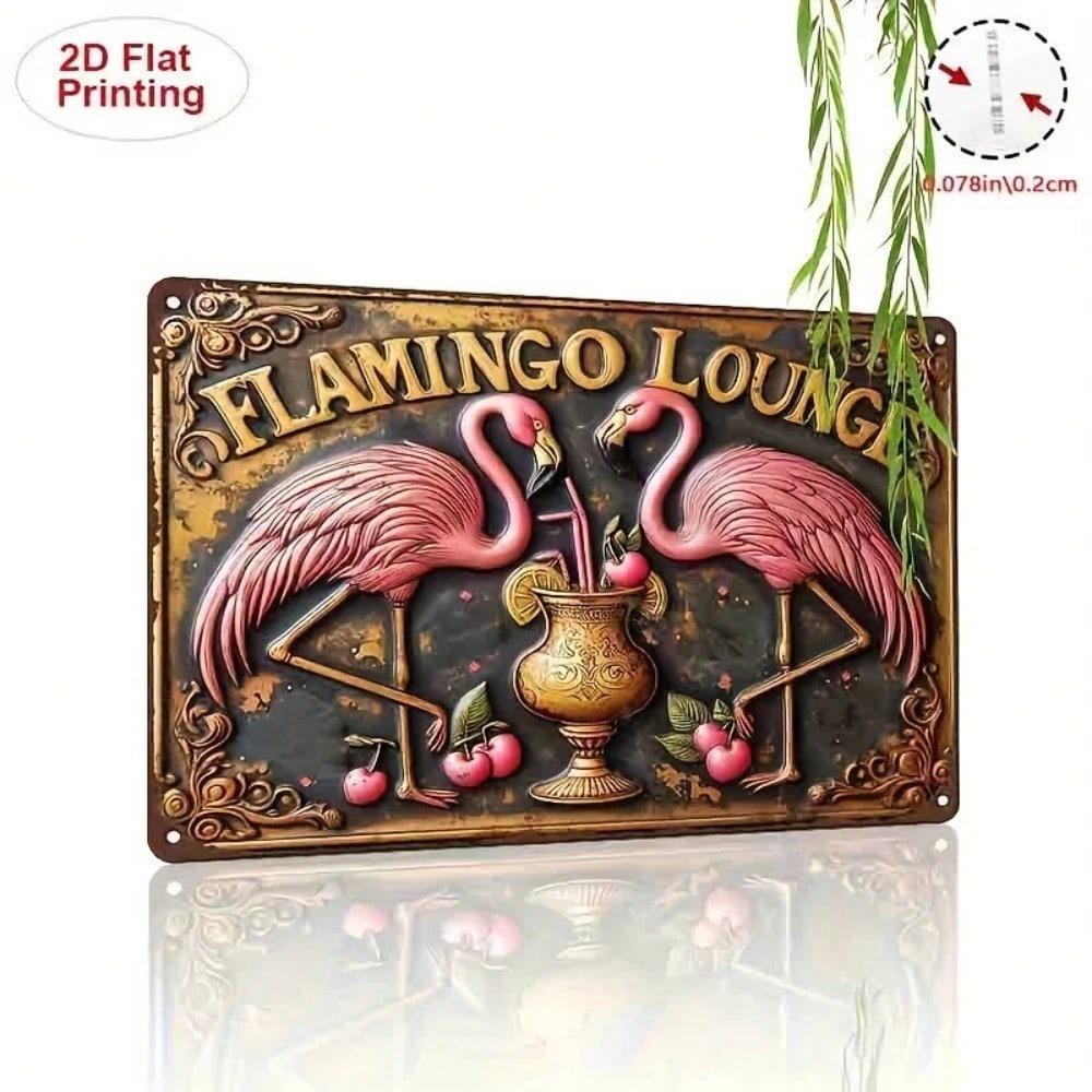 Metal Tin Sign Tropical Flamingo Vintage Decor 8x12 Inches Rustic Wall Art Home Cafe
