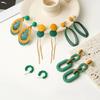 European and American Jewelry Ins Wind Personalized Earrings Metal Geometric Color Spray Paint Fringed Earrings Women