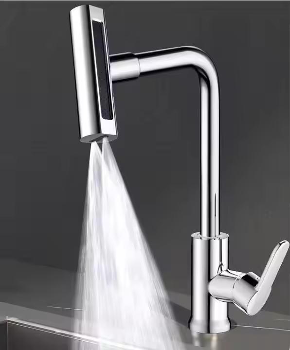 Modern Contemporary Single-Handle Ceramic Mixer Faucet 3-Function Kitchen Faucet with Single-Hole Installation for Sink