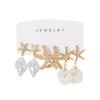 Seaside Resort Style 3 Pairs Starfish & Shell Earrings, Pearl Conch Jewelry, Niche Design Light Luxury Drop Earrings for Women