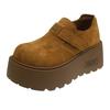 Cowhide Version~ Thick-soled 8CM Women's Spring New Fashionable Versatile Height-increasing Small Casual Shoes