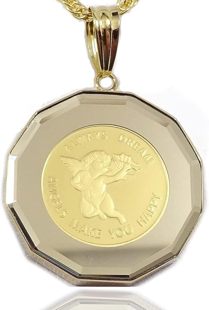

and Me Jewelry Pure Gold Swiss Pump Angel Pendant Necklace with Tempered Glass 18K Frame 330044 [You Box] 1/25oz [Gift Wrapped] жовтий