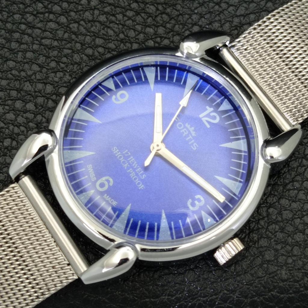 REFURBISHED VINTAGE HAND-WINDING SWISS MENS BLUE COLOR DIAL WATCH a700802-5 R205a-a700802