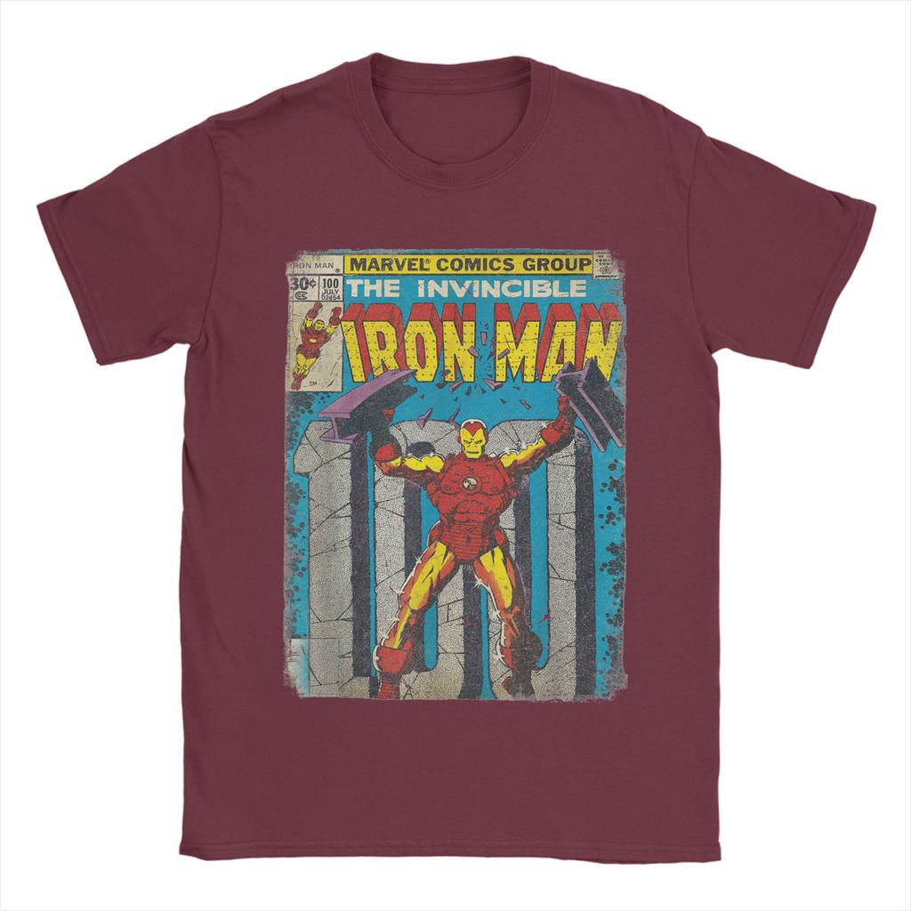 Iron Man Classic Retro Comic Cover Graphic T Shirt Men Cotton Creative T-Shirt O Neck Tee Shirt Short Sleeve Clothing