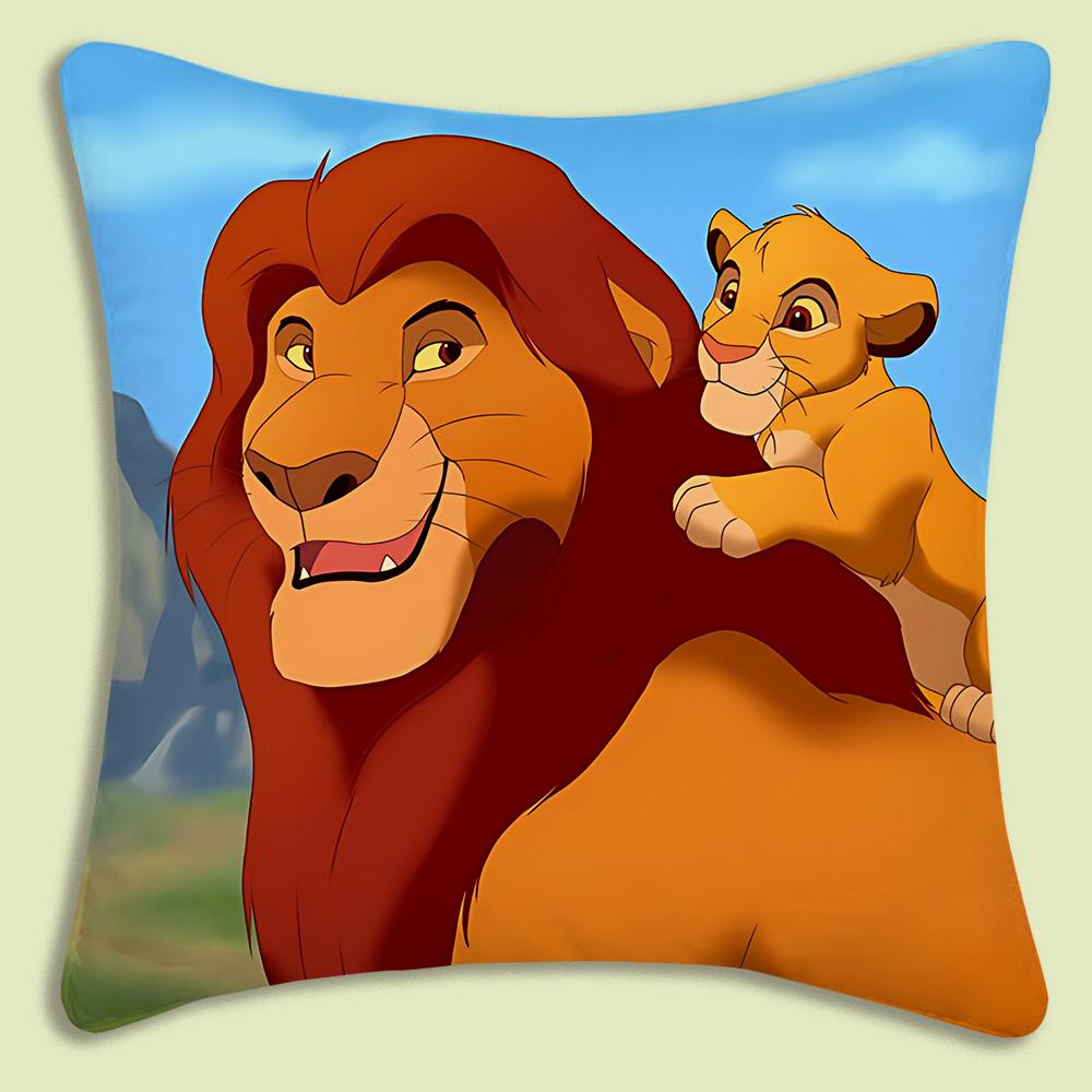 The Lion King Pillow Covers Cartoon Sofa Decorative Home Double-Sided Printing Short Plush Cute Cushion Cover