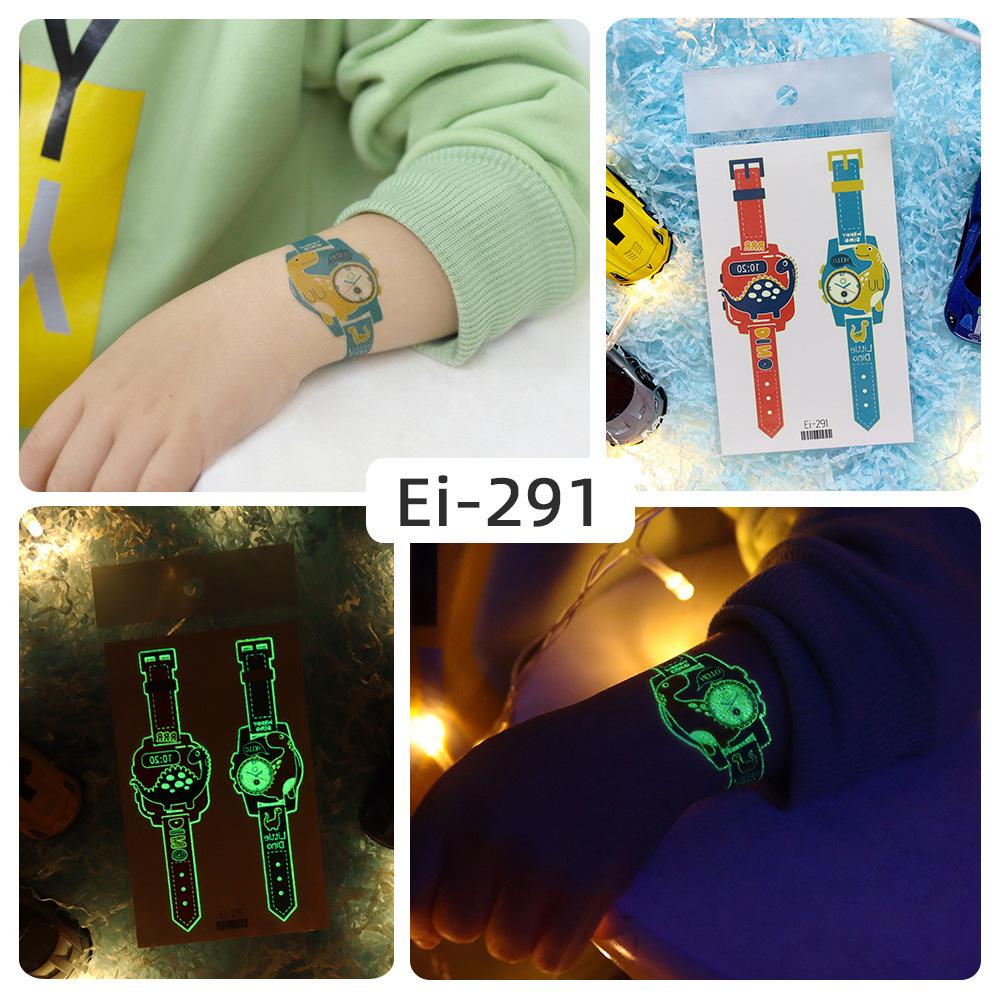 Rikalong Waterproof Luminous Cartoon Tattoo Stickers for Kids - Glow-in-the-Dark Watch Design