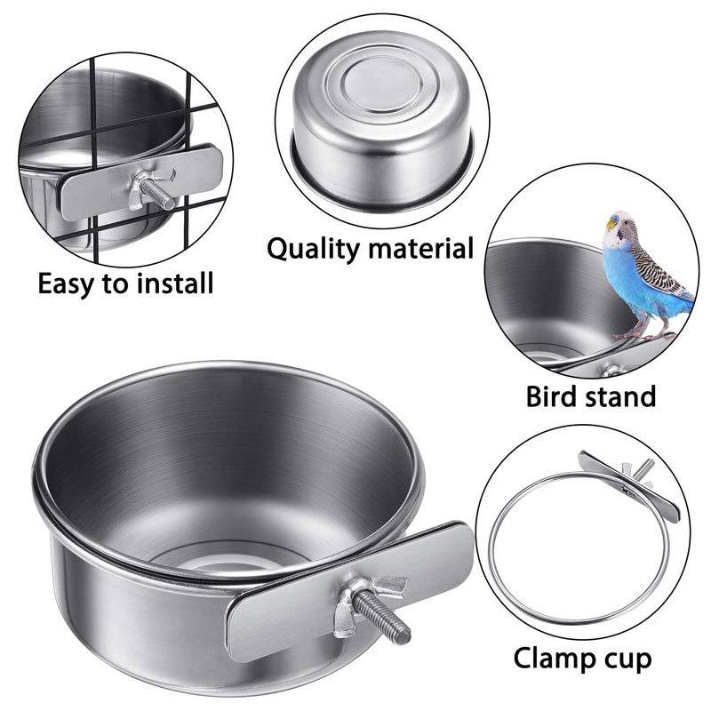 Stainless Steel Pet Feeding Bowl for Birds, Cats, and Dogs – Easy Cage Installation Feeder