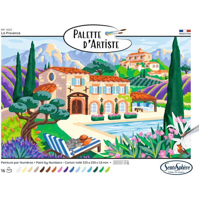 Peinture acrylique - SENTOSPHERE - Palette D'artiste - La Provence - Peinture à numéro pour adulte - Tableau en carte toilée