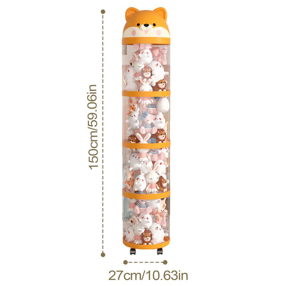 Plush Storage Organizer Toy Tube Stuffed Animal Storage Large Capacity Clear Container with Wheels Stuffy Holder Cute Room Decor