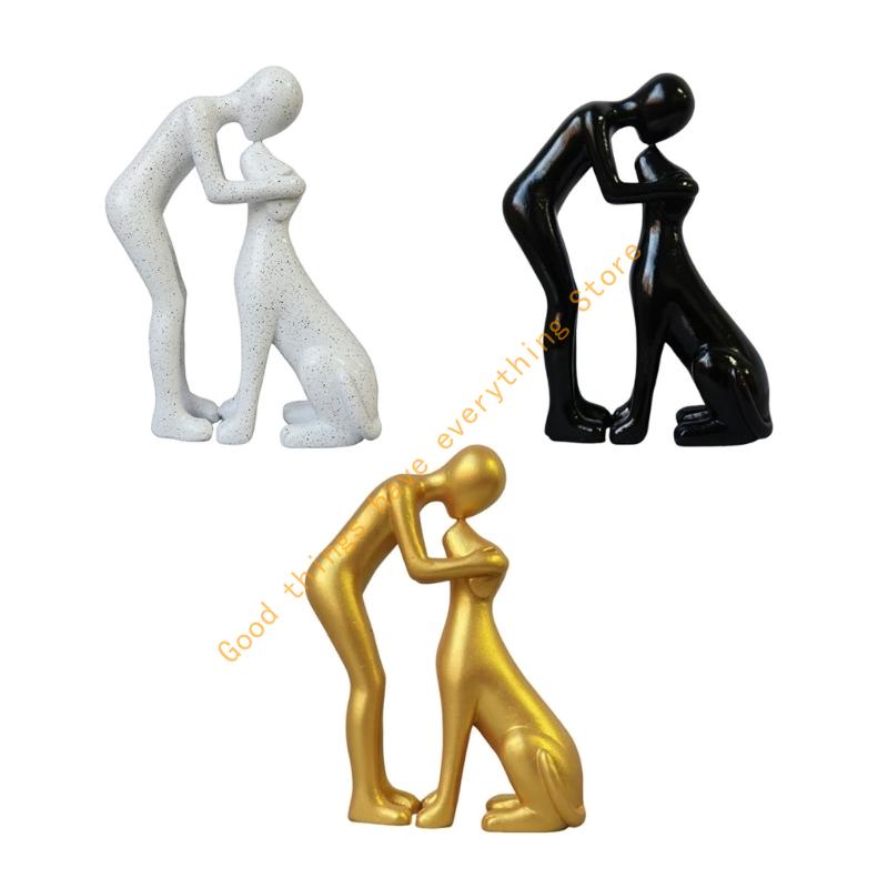 Man and Dog Statue Human Dogs Figurines Sculpture Modern Home Office Decors Friendship Remembrance Gift for Pet Lover 55KF