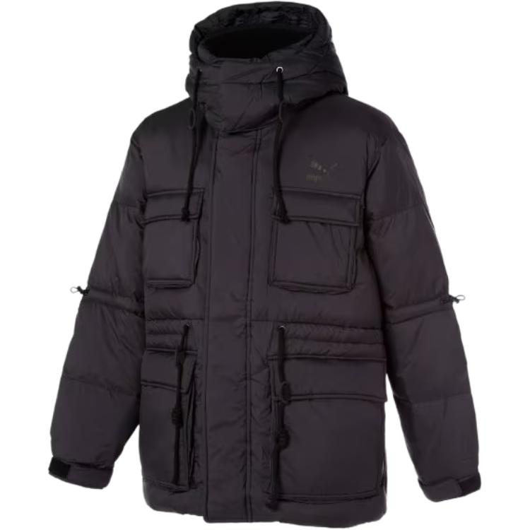 Puma Solid Color Hooded Logo Print Jacket Unisex Jacket Black 932542-01