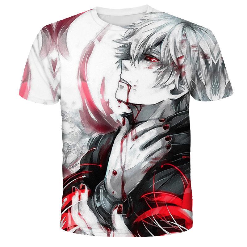 Tokyo Ghoul 3D Digital Printed T-Shirt, Anime Kaneki Fashion Tee, Lightweight Polyester Short Sleeve, Casual Daily Wear Streetwear
