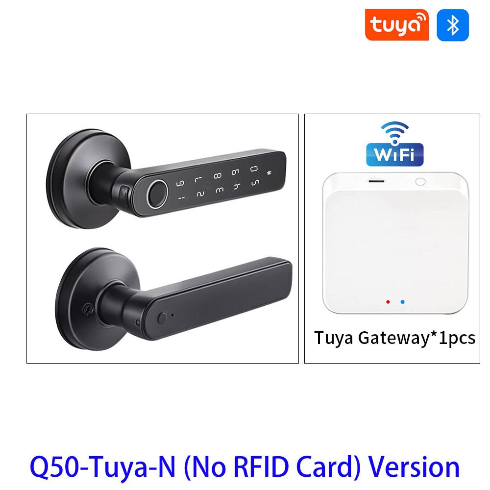 Q50 Bluetooth tuya Door Knobs Fingerprint Lock Handle Door Entrance Passage RFID CardLock With Key Password Lock IP65 waterproof
