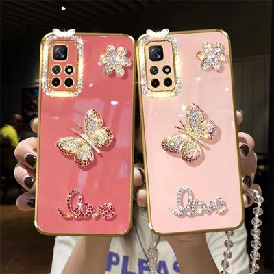 Silikon iPhone 13 Diamant-Hülle mit weichem Schmetterlings- und Blumendesign für Apple, OPPO, vivo, Huawei Fashion-Modelle.