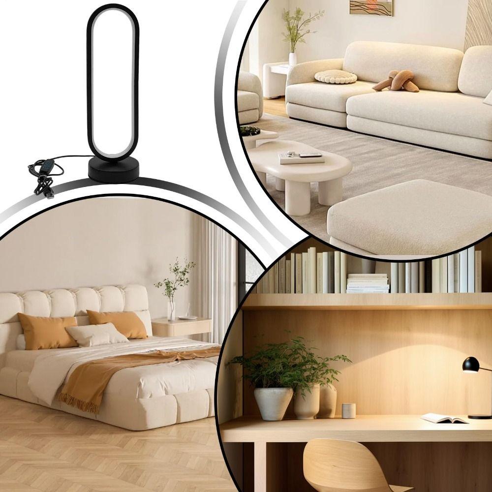 Portable USB-Powered LED Desk Lamp 3-color Dimming Eye-Care Bedside Lamp Ring-shaped Table Lamp Living Room