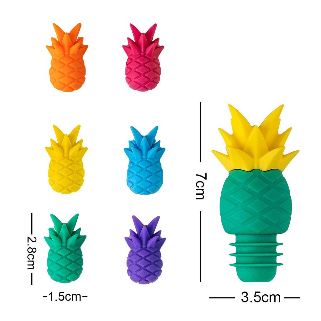 Wine Glass Markers Set of 6 Pineapple Silicone Drink Glass Charms Tags Identification Cup Labels Signs for Party