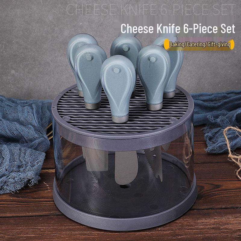 6-Piece Stainless Steel Cheese Knife Set: Includes Knife Block, Cutlery, Fork, and Butter Knife