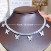 CMM European Wild Choker Fashion Simple Butterfly Shaped Pendant Tassel Necklace Street Hip-Hop Cool Short Inlaid Zircon