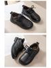 Schwarze Jungen-Klettverschlussschuhe aus Leder, im Academy-Stil mit Samtfutter und weicher Sohle