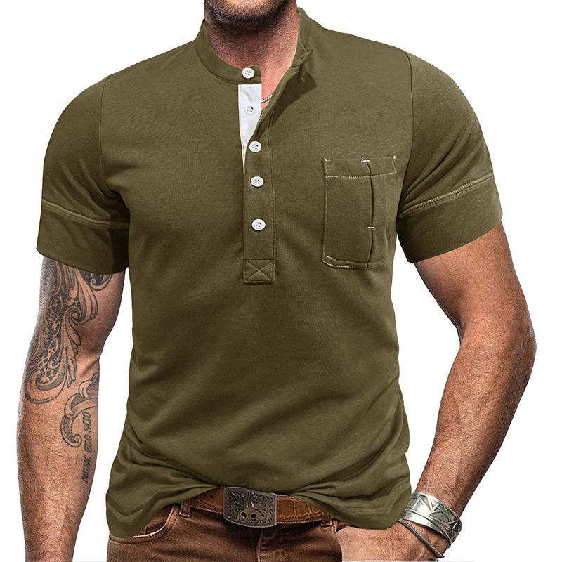 Men's Classic Henley Shirts Casual Workout Short Sleeve Button T-Shirt with Pocket Summer Slim Fit Lightweight Tee Tops for Men Basic Henley Shirts