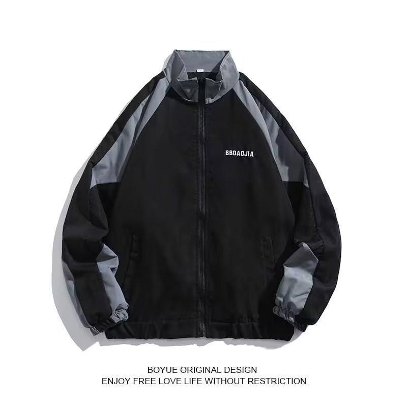 

Trendy Colorblock Men s Baseball Collar Jacket - Spring/Autumn Fashion Outerwear with Long Sleeves XL чорний