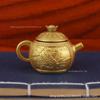 Brass Handle Rotating Dragon and Phoenix Mini Teapot for Mahjong Copper Crafts Gift