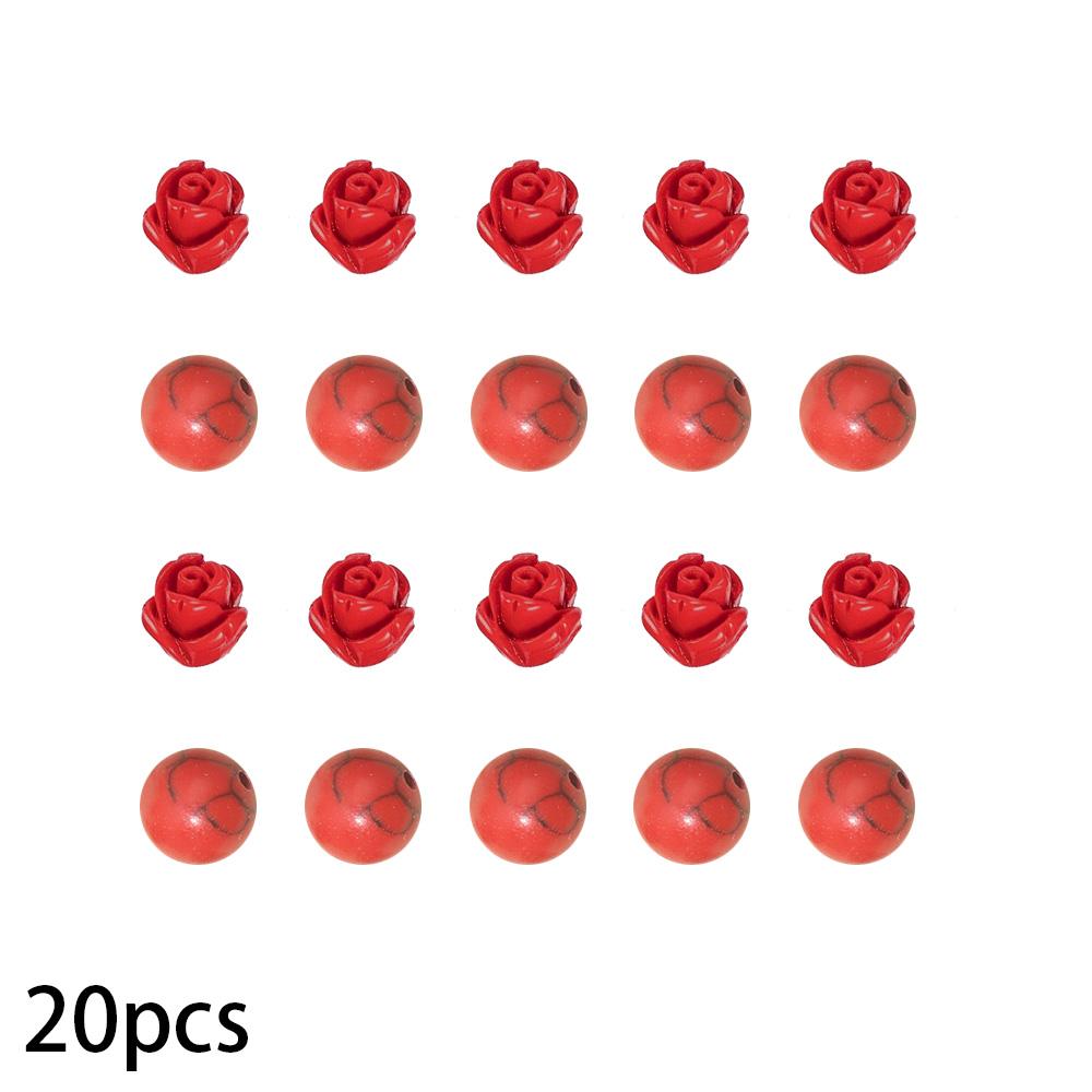 10/20/40pcs Stone Red Decorative Beads, Spacer Beads, Rose Beads, Beads and Bead Accessories DIY Summer Beach Foot Chain Bracelet Earrings