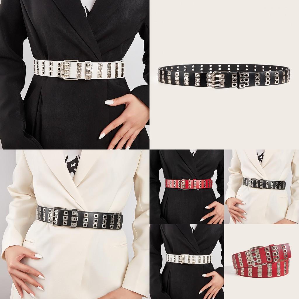 Style Double Row Metal Belt For Denim Pants With Round Loop Design For Fashion Enthusiasts