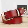 Simple Color Solid Leather Waist Belt Metal Pin Buckle Street Girl Decoration