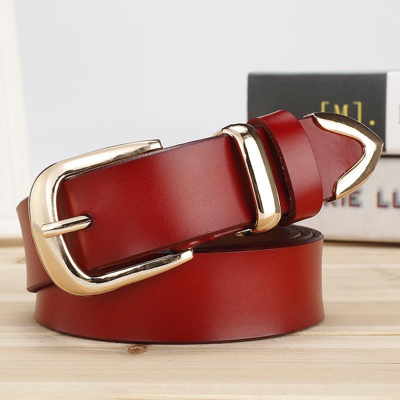 Simple Color Solid Leather Waist Belt Metal Pin Buckle Street Girl Decoration