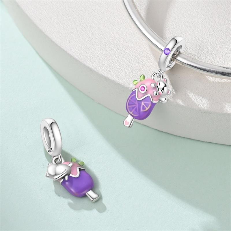 Copper Fruit Ice Cream Flower Travel Robot Beads Pendant Charms Fit Original Bracelet Charm Bead Necklace Diy Female Jewelry