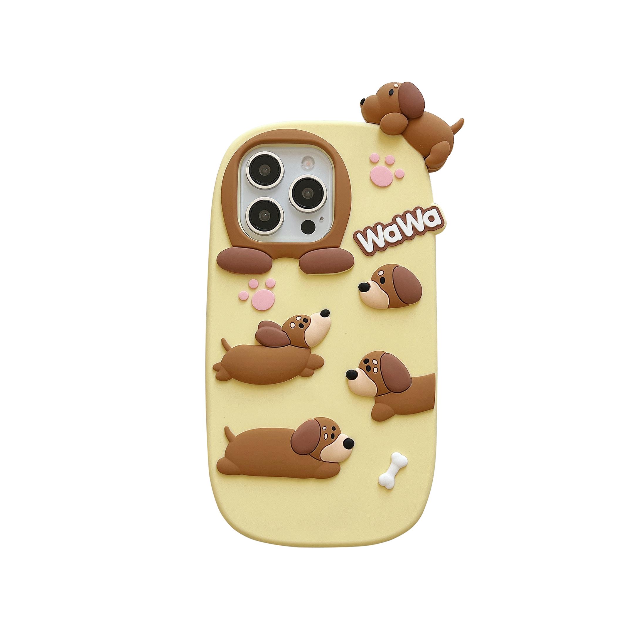 

For iPhone 16 Pro Max Silicone Case Cute Dachshund Design Shockproof Phone Back Cover As Shown A