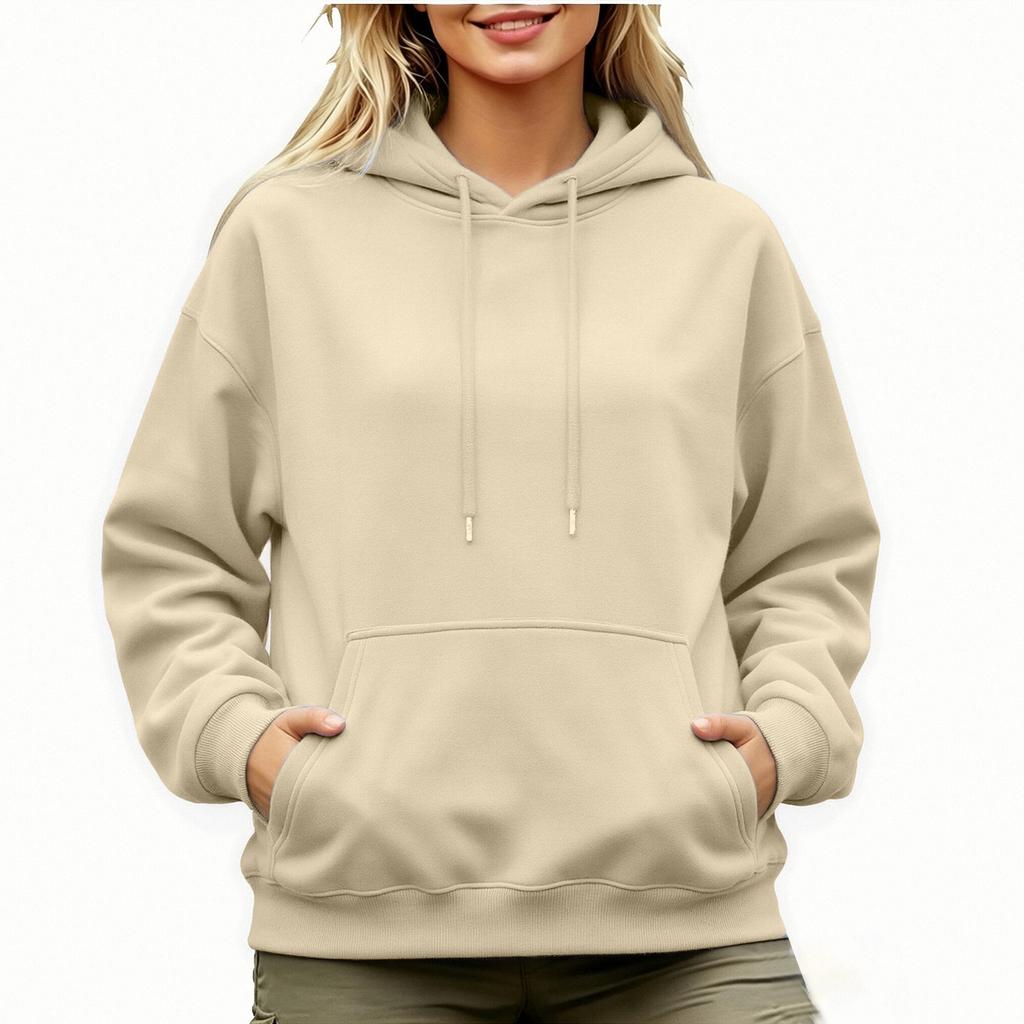 Felpa con cappuccio oversize da donna a spalle scese, manica lunga, per l'autunno