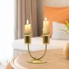 Metal Candle Holder 2 Arm U Shaped Elegant Home Party Candlestick Holder for Party Festival Tabletop Banquet Home Decoration
