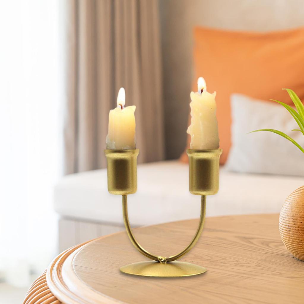 Metal Candle Holder 2 Arm U Shaped Elegant Home Party Candlestick Holder for Party Festival Tabletop Banquet Home Decoration