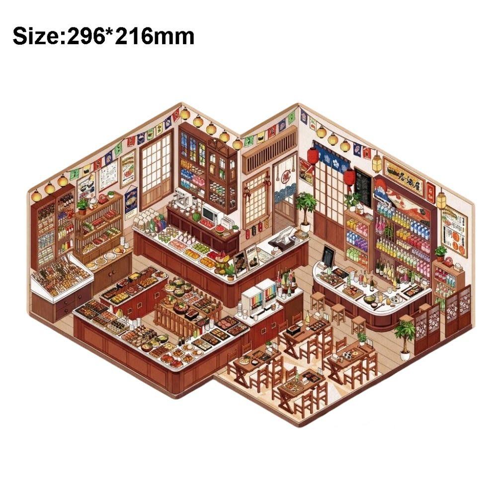 Convenience Store Series Miniature Landscape Sticker DIY Large Size Cabin Scene Sticker Cartoon Gift Miniature Scene Collage