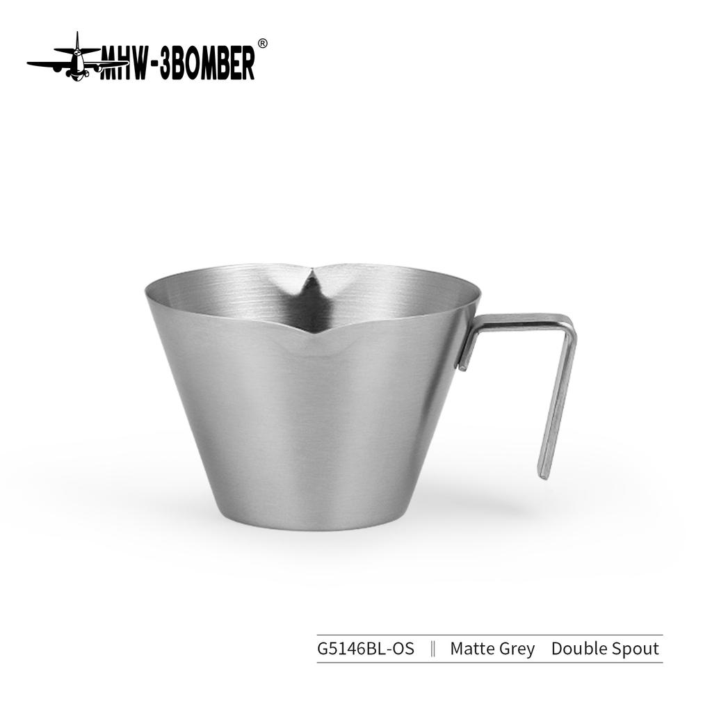 MHW-3BOMBER 100ml Espresso Measuring Cups Single/Double Spouts Stainless Steel Espresso Shot Cups with Handle Scale Barista Tool