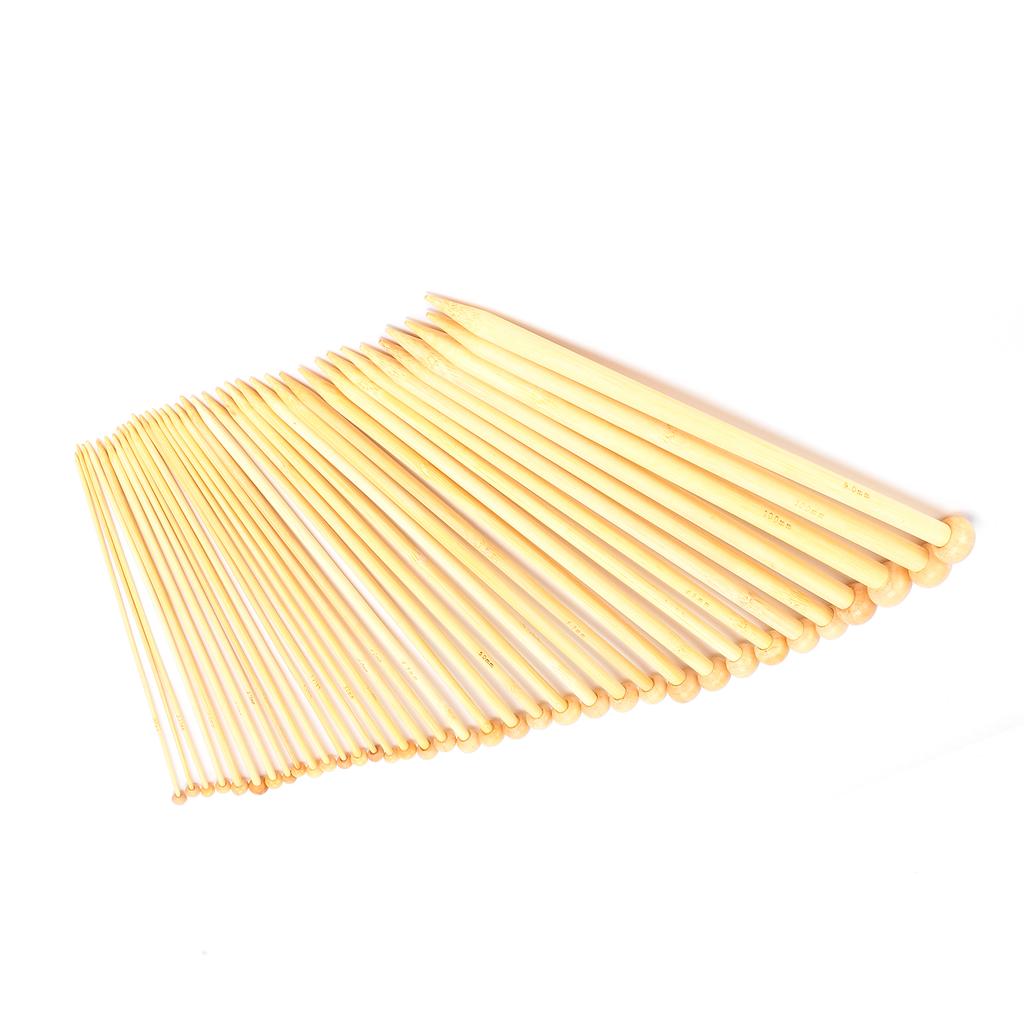 Knitting Needles Set 36 Pcs 18 Sizes Single Pointed Carbonized Bamboo Knitting Needles for Hand Made DIY
