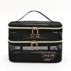 1 Stück Doppelschichtige schwarze Netz-Make-up-Tasche, Organizer, Aufbewahrungstasche, lässiger Reißverschluss, Kulturbeutel, Reisekosmetiktasche für Frauen