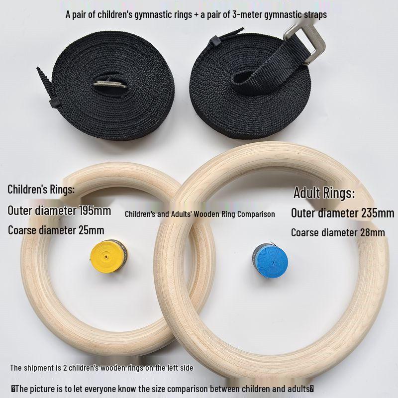 Birch Wood Kids Adjustable Gymnastic Rings