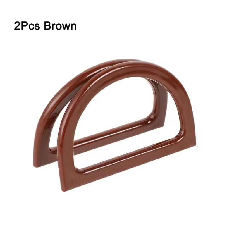 Taschenhenkel Ersatz D-Form Geldbörsenhenkel Dekorative Tasche Handtaschenhenkel Geldbörsenherstellung Zubehör für DIY Häkeltaschen Strohtasche braun