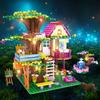 HOGOKIDS Tree House Building Set with LED Light - 613PCS Forest Girl House Building Block Toy with Fountain Animals, Birthday Gifts for Girls Boys