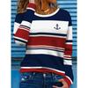 Spring and Summer Women's Round Neck Long-Sleeved Stripesd Casual Design Simple and Elegant T-Shirt