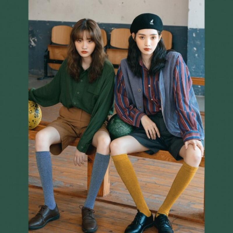 Knee socks yoga pilates plain knee socks half stockings Blue