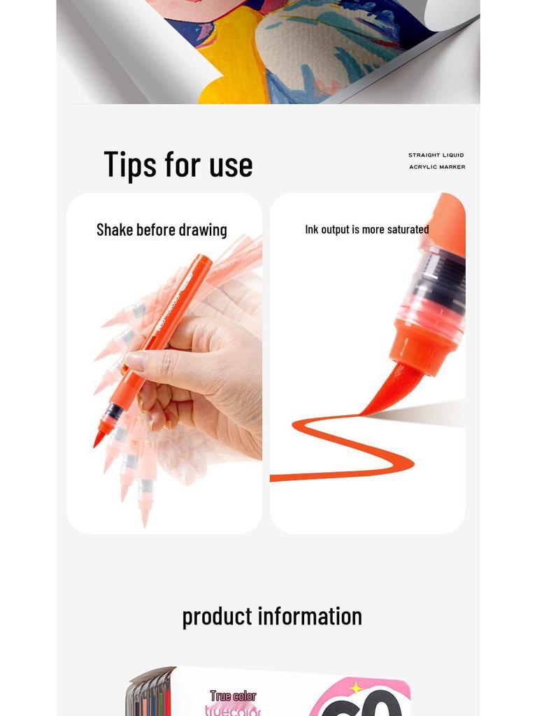 Echter Farbe Weiche Spitze Flüssigmarker: Schichtbarer, Deckender, Waschbarer Acryl-Pinsel für Grundschüler